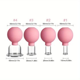 Vacuum Cupping Glass Jar Cellulite Massager For Face Acupuncture Hijama Suction Cup Reduce Puffiness Health Care Face Sucker (Color: PINK)